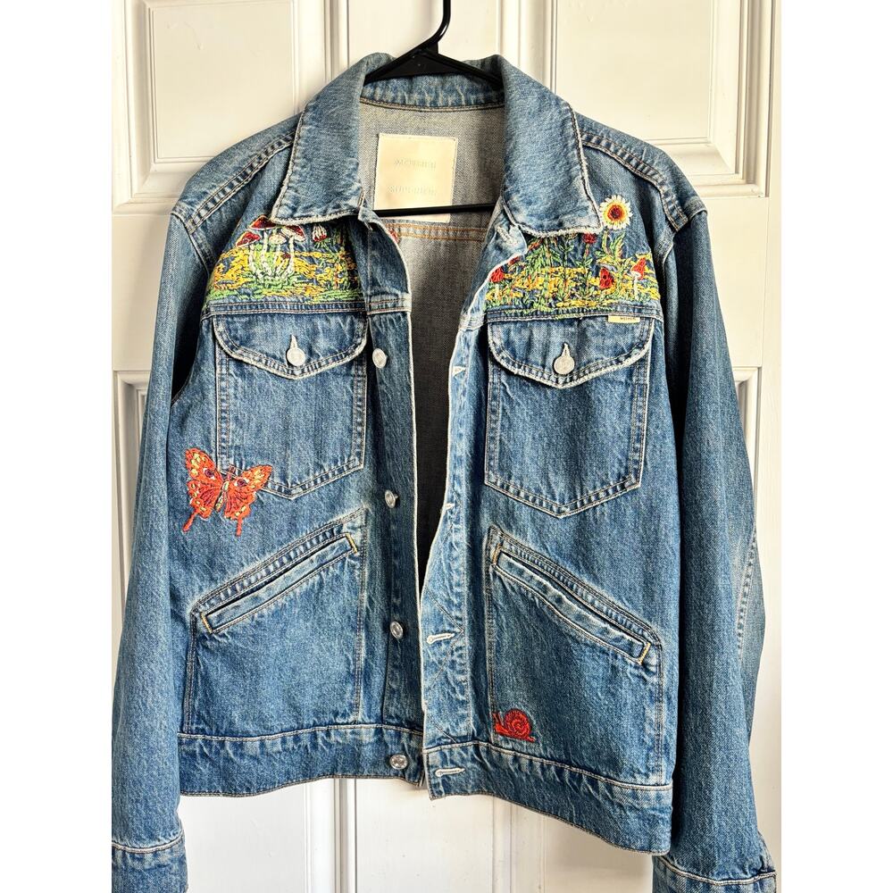 MOTHER denim The Mountain Drifter embroidered denim jacket size small